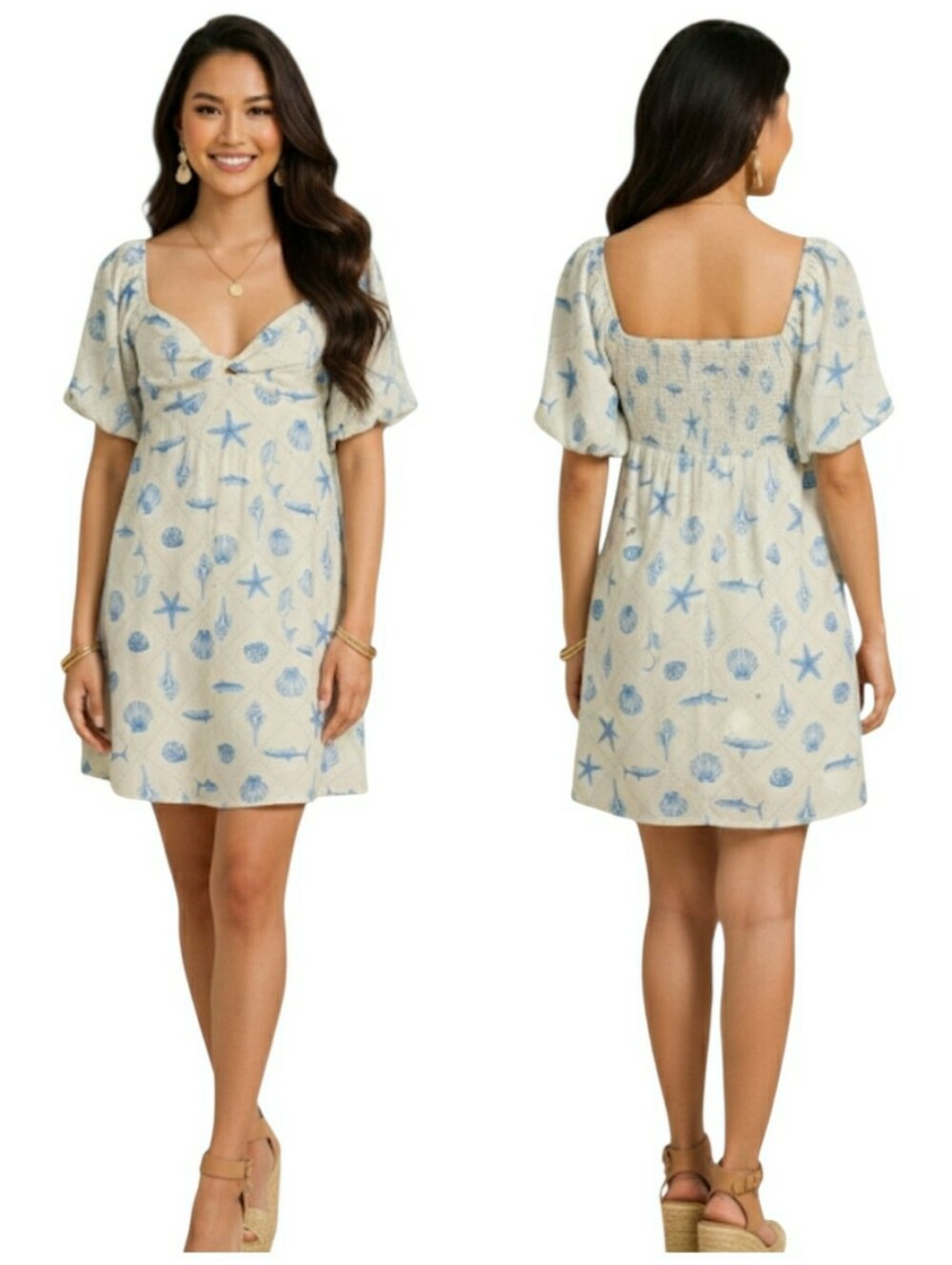 Nautical Coastal Sundress Retro Medium Ocean Beach Whimsical Novelty Weekend New